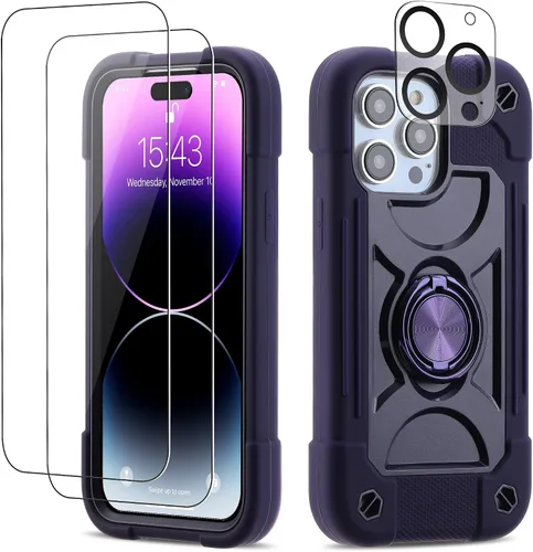 Vista 53 de Funda para iPhone Se3/iPhone Se2, iPhone 6/6S, iPhone 7/iPhone 8 de 4.7 pulgadas con soporte de anillo, con 2 protectores de pantalla resistentes