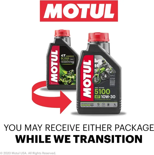 Vista 2 de Motul Aceite para motocicleta 5100 4T 10W-30 Technosynthese Ester semisintético - API SP JASO MA2 Wet Clutch Safe - 4 tiempos Street Dirt Bike ATV