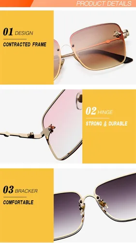 Vista 5 de CdyBox Gafas de sol de gran tamaño para mujer, gafas de sol cuadradas con abeja, regalos de moda