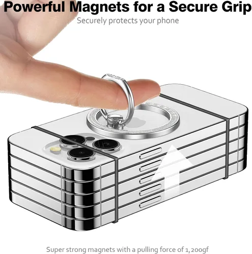 Vista 7 de Allengel Agarre magnético para teléfono MagSafe, soporte de anillo magnético compatible con anillo de teléfono MagSafe, soporte de dedo giratorio