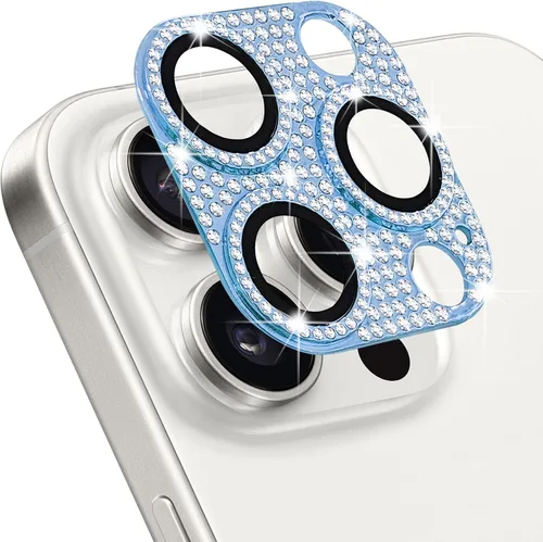 Vista 57 de Protector de lente de cámara para iPhone 13 & iPhone 13 Mini, brillante con diamantes de imitación 3D con purpurina, cubierta de cámara de vidrio