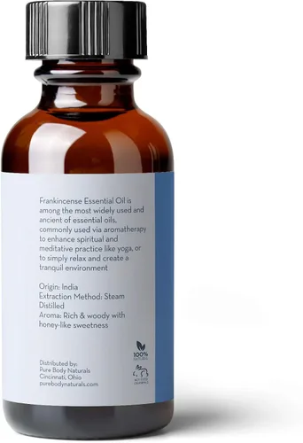 Vista 5 de Pure Body Naturals Aceite esencial de incienso, 1 onza líquida, grado terapéutico puro y sin diluir, para difusor y piel, meditación y yoga, incluye