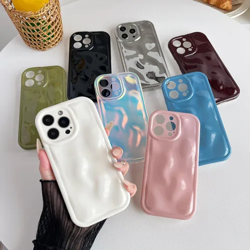 Vista 2 de Caseative Funda para iPhone 15 Pro Max, color negro Suavidad de la galjanoplastia de cromo del patrón de la burbuja del meteorito de la onda