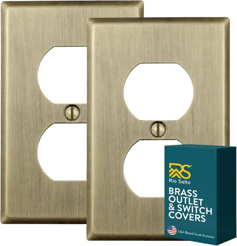 Vista 70 de Rio Salto BRASS Signature Collection MIDSIZE - Placa de pared de metal dorado para interruptor de luz o cubierta de tomacorriente, placa de pared
