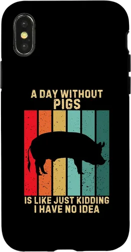 Vista 4 de iPhone 15 Vintage A Day Without Pigs I Have No Idea Animals Lover Case