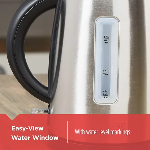 Vista 3 de BLACK+DECKER Hervidor inalámbrico de 1.7L, plateado, KE2000SD