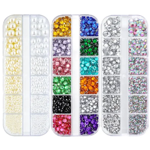Vista 12 de Canvalite 18000 piezas de diamantes de imitación para la cara, gemas multicolores para ojos, cabello y uñas con pegamento de maquillaje de secado