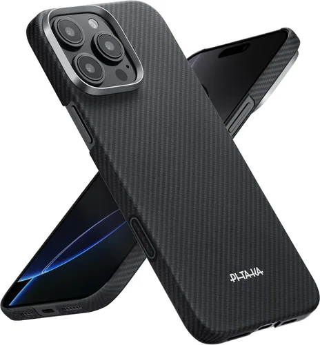 Vista 16 de pitaka Funda para iPhone 16 Pro de 6.3 pulgadas, compatible con MagSafe, ultra delgada, con sensación sin funda, tejido de fibra de aramida 600D