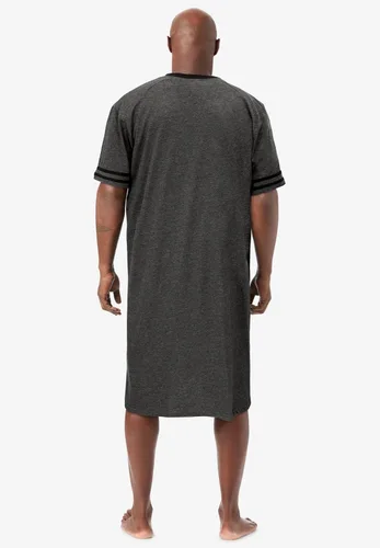 Vista 4 de KingSize Camisón Henley de manga corta para hombre grande y alto Gris Caliente Carbón