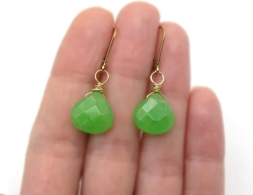 Vista 4 de Pendientes de piedra natal simulados con gota de cristal de 14 quilates rellenos de oro de 14 quilates