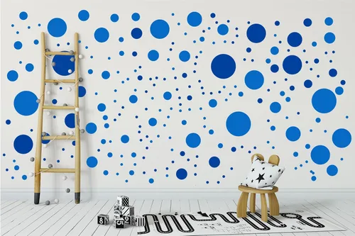Vista 9 de Más de 500 calcomanías de pared de círculos de lunares surtidos para dormitorio de niños, sala de estar, aula, sala de juegos, calcomanías de pared