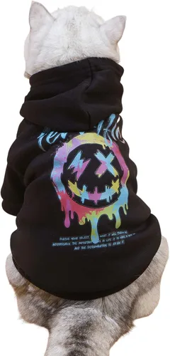 Vista 7 de QWINEE Sudadera con capucha para gatos con estampado de oso de dibujos animados, transpirable, elástica, con gorro, ropa cálida para gatos y perros