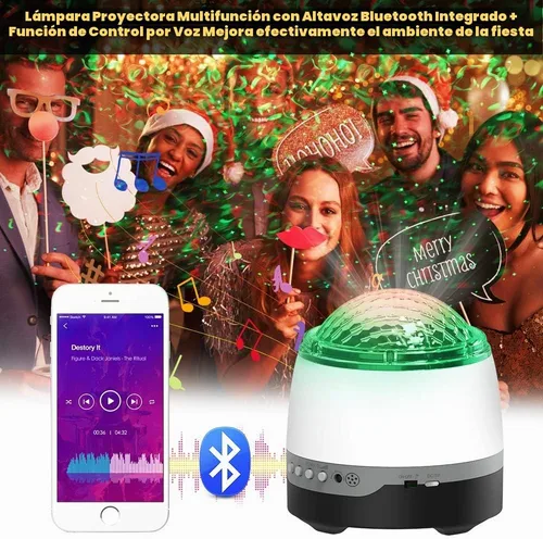 Vista 5 de Proyector de galaxia para dormitorio, proyector de estrellas, control remoto y altavoz Bluetooth de ruido blanco, 8 sonidos de chupete