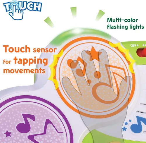 Vista 3 de HAP-P-KID Magic Touch - Tambor de música para niños pequeños, juguete de Bongos con sensor táctil infantil, instrumento musical para bebé