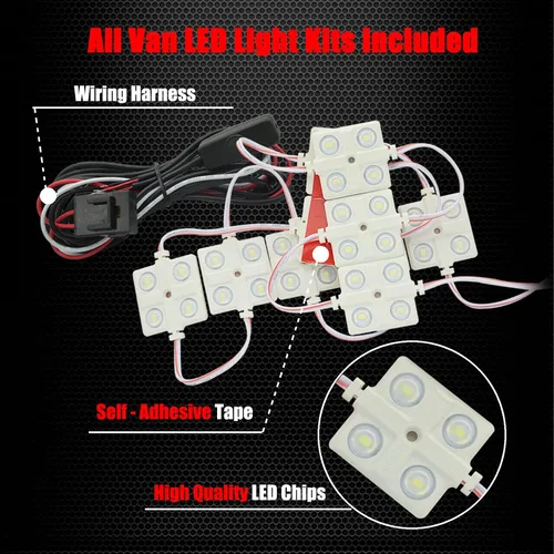 Vista 6 de Kit de luz LED interior Ampper, para furgoneta, Blanco