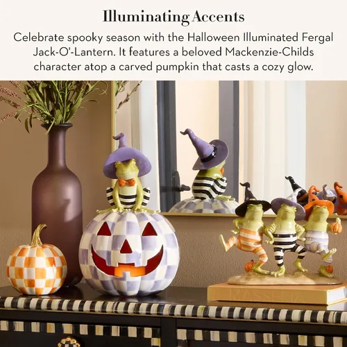 Vista 2 de MACKENZIE-CHILDS Fergal iluminado de Halloween Jack-O'-Lantern Halloween Fergal