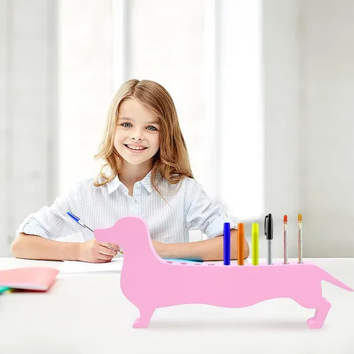 Vista 2 de EXCEART Soporte para pinceles de pintura de madera, soporte de salchicha en forma de perro, organizador de pinceles para artista, estante