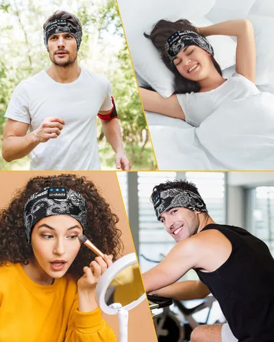Vista 6 de LC-dolida Auriculares para Dormir Bluetooth Diadema Musical Diadema Banda Inalámbrica Diadema Auriculares con Altavoces Estéreo HD Delgados