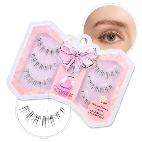 Vista 11 de Natural Lashes Round Shape with Eye-openning effect Criss crossed eyelashes with invisable strong band 3 pairs Set Q11