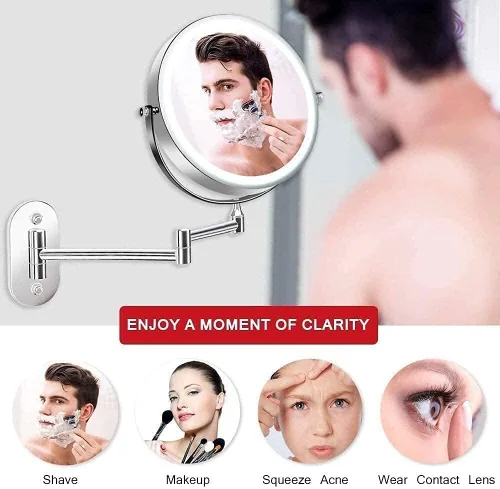 Vista 3 de Wall Mounted Makeup Mirror LED Touch Sn Adjustable Light Double Sided 1X/10X Magnifying Vanity Mirror