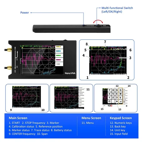 Vista 6 de Spectrum Analyzer, 10k-1.5GHz NanoVNA NanoVNA-F VNA HF VHF UHF Vector Network Antenna Analyzer + 4.3 Inch IPS LCD + Metal Case V4.2 Version
