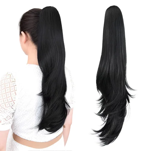Vista 45 de extensión de cola de caballo, extensión de pelo con pinza de 12" cola de caballo rizada corta Extensión de pelo sintético de aspecto natural
