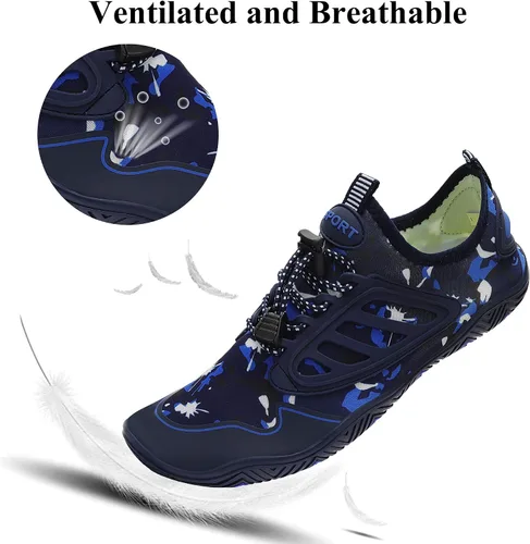 Vista 3 de Zapatos de agua para mujeres y hombres, zapatos de playa, zapatos de natación, zapatos descalzos, zapatos de senderismo, surf, caminar, azul oscuro