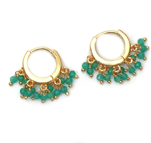 Vista 12 de Gempires Aretes de Cuentas de Piedras Preciosas Naturales de Cristal Ligeros Elegantes Hechos a Mano Joyería Hipoalergénica Chapada en Oro Diseño