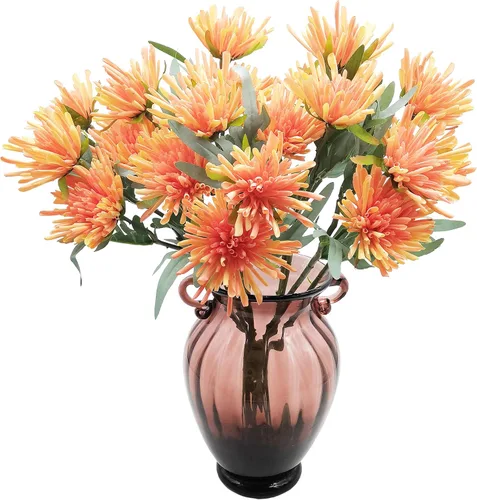 Vista 7 de Flores artificiales, 10 piezas de crisantemo sintético de seda de 19 pulgadas, crisantemo sintético para boda, ramo de novia, decoración del hogar