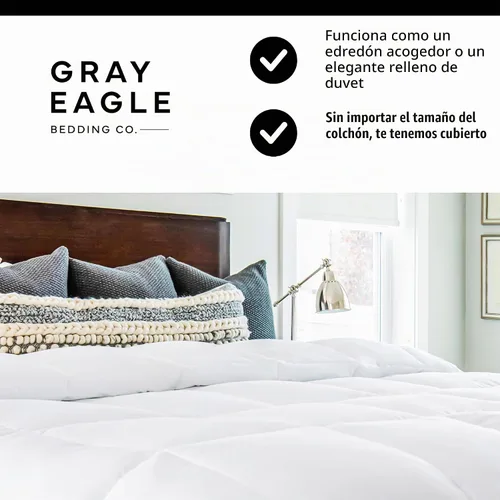 Vista 6 de Edredón de tamaño Queen extragrande con águila gris, blanco, edredón alternativo para todas las estaciones, edredón Queen extragrande, relleno