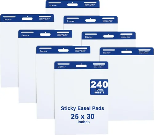 Vista 9 de Comix Almohadilla de caballete pegajoso, papel de 25 x 30 pulgadas para profesores, papel de caballete autoadhesivo grande, 30 hojas/bloc, 2 blocs