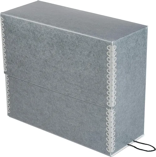 Vista 17 de Lineco Caja de almacenamiento de documentos archivados con borde metálico, caja de cartón libre de ácidos gris, organiza y almacena archivos