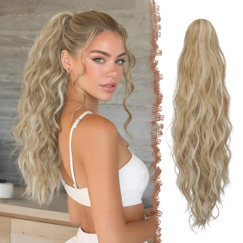 Vista 34 de FESHFEN Extensiones de Cola de Caballo, Pieza de Cabello de Cola de Caballo Larga con Pinza de Garra, Pieza de Cabello Sintético de Colas de Caballo