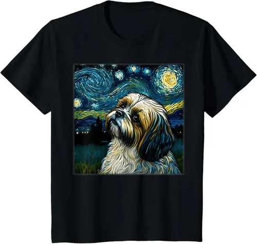 Vista 69 de Camiseta Surrealism Starry Night Shih Tzu Dog