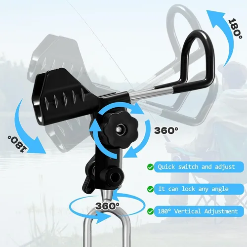 Vista 4 de Fishing Rod Holder for Ground, 2/4pcs Fishing Pole Holders for Ground, Bank Fishing Rod Holder with 360° Adjustable Extra Long Drill Stake Rod Stand