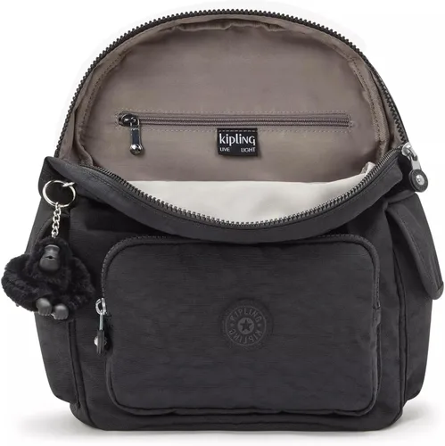 Vista 3 de Mochila pequeña Kipling City Pack para mujer, mochila ligera y versátil para el día, Negro (Black Noir), Pequeño