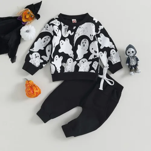 Vista 41 de Karwuiio Conjunto de disfraz de Halloween para bebé, sudadera de manga larga y pantalones para otoño