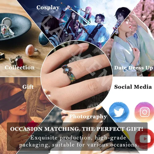 Vista 5 de LANMENSY Demon Slayer Anillos de anime Joyería original de plata de ley 925 "All24 estilos" nuevo Tamaño ajustable Kimetsu No Yaiba Cosplay Moda