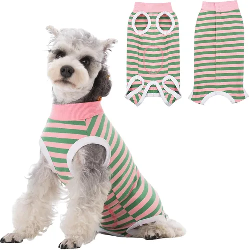 Vista 15 de Coppthinktu Traje de recuperación de cirugía para perros, gatos, perros, mameluco, traje de recuperación para perros hembras para pequeñas y Rosa