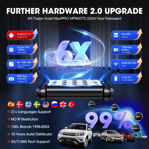 Vista 9 de Escáner Autel MaxiPRO MP900TS, TPMS superior y OE ECU C0ding como MS906 PRO-TS 2026 8in MP900-TS Bidirectional Scan Tool & 3000+ Test, 40+