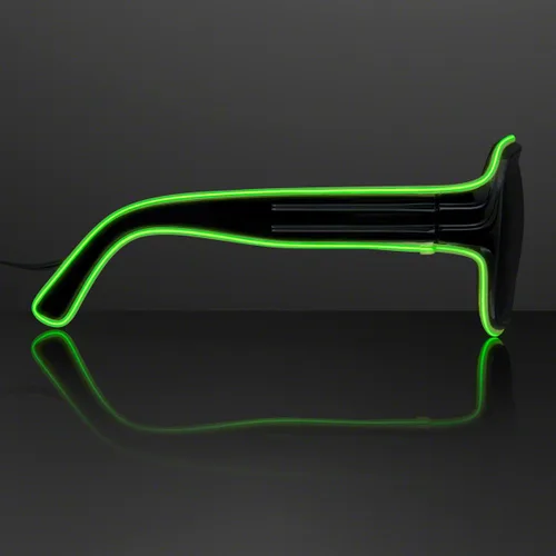 Vista 2 de Gafas de sol iluminadas aviador verde EL alambre neón LED intermitente gafas