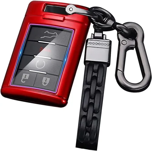 Vista 9 de ontto Funda para llavero Cadillac para Chevrolet C7, Corvette, protección completa, funda de llave de automóvil ABS para SRX DTS STS XTS CTS Negro