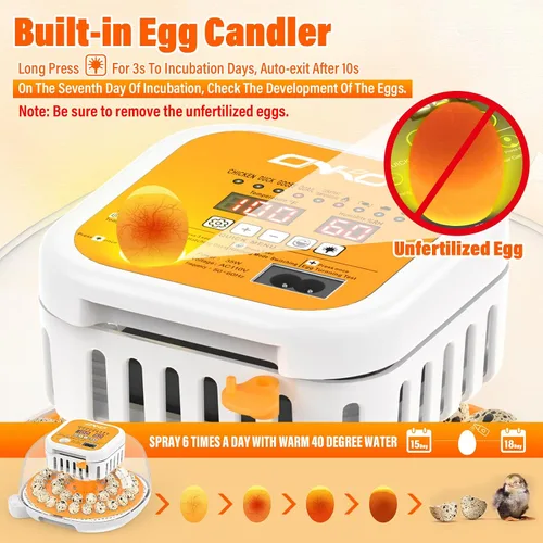 Vista 4 de 36 incubadoras de codorniz para incubar huevos, incubadora de huevos de codorniz con giro automático de huevos y control de humedad, control