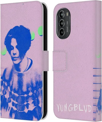 Vista 8 de Head Case Designs Officially Licensed Yungblud Face Graphics Leather Book Wallet Case Cover Compatible with Motorola Moto G82 5G