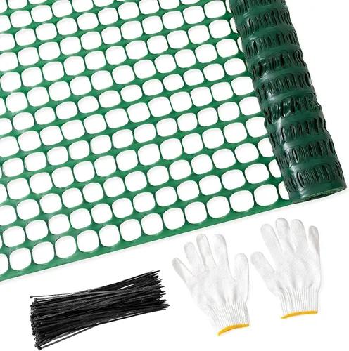 Vista 9 de PotatoLife Valla de seguridad de malla de plástico, 2 rollos de 4'x100' con 100 bridas, red temporal reutilizable para valla de jardín