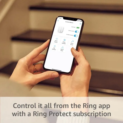 Vista 3 de Sensor de contacto de la Alarma Ring (2.ª generación, 2 unidades) Alertas instantáneas de ventanas y puertas La batería dura aproximadamente 3