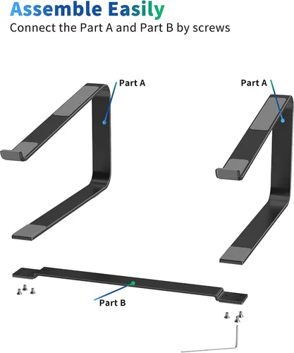 Vista 4 de SOUNDANCE Soporte de computadora portátil para escritorio, elevador ergonómico de metal para portátiles de 12 a 17.3 pulgadas, soporte de escritorio