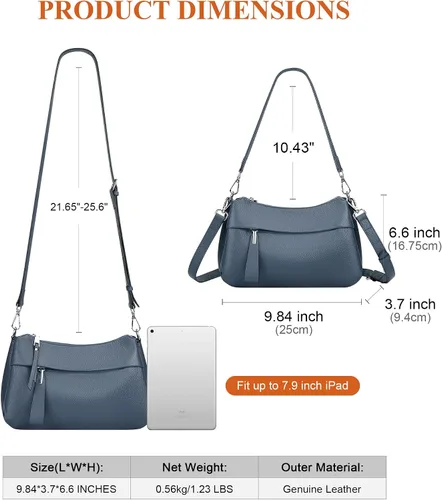 Vista 39 de Over Earth Genuine Leather Crossbody Bags for Women Small Hobo Handbags Shoulder Purses with 2 Detachable Straps