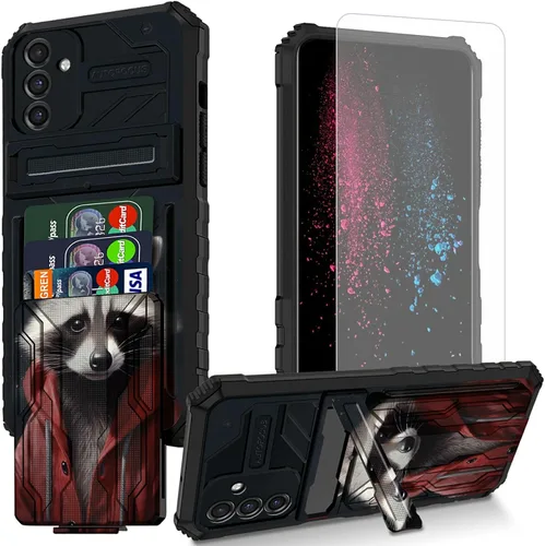 Vista 11 de Funda para teléfono Samsung Galaxy A54 con protector de pantalla, funda con ranura para tarjetas desmontable incorporada, con función atril, a