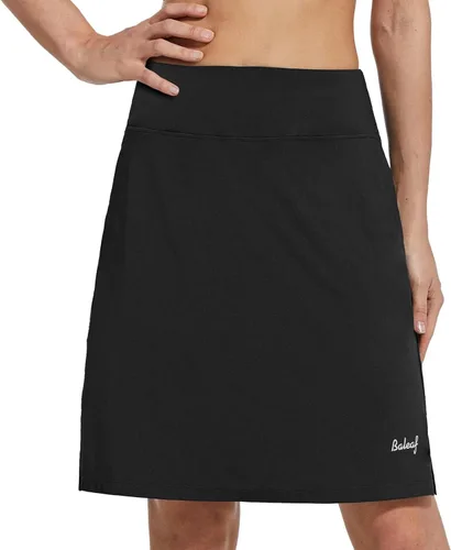 Vista 2 de BALEAF - Falda pantalón corta de 20 pulgadas de longitud hasta la rodilla, falda atlética, modesta, larga, casual, con bolsillo con cremallera